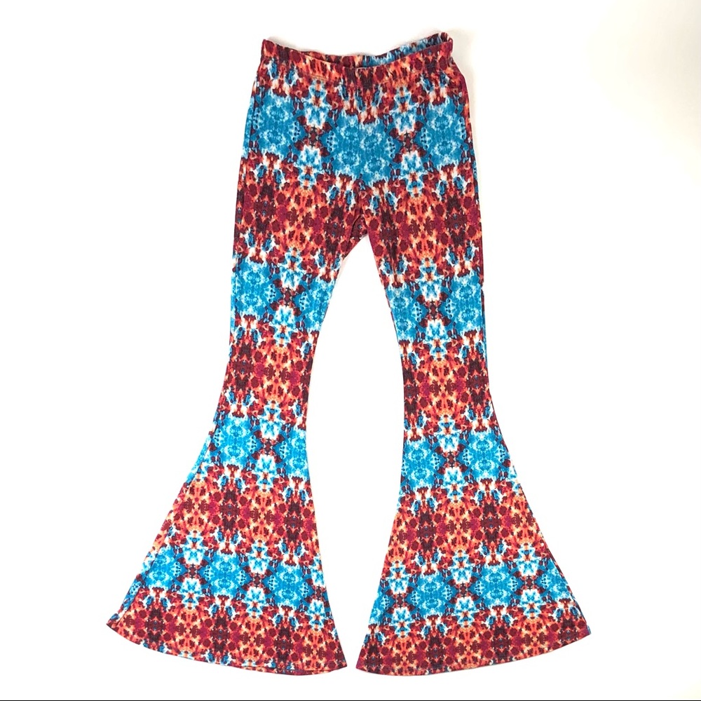MOD Boutique Red Tie-Dye Mosaic Bell Bottom Pants